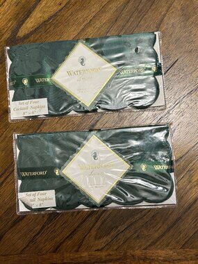 Waterford Linens Set of 4 8" X 8" Cocktail Napkins NIP Emerald Green